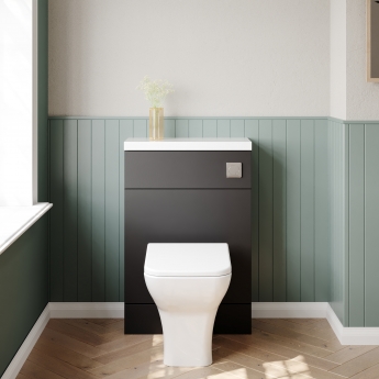 Hudson Reed Fusion Compact WC Unit with Polymarble Worktop 600mm Wide - Gloss Grey | Product Image