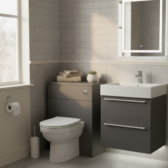 Hudson Reed Fusion Compact WC Unit with Coloured Worktop 600mm Wide - Gloss Grey