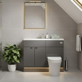 Hudson Reed Fusion Compact Combination Unit with Slimline Basin - 1000mm Wide - Gloss Grey