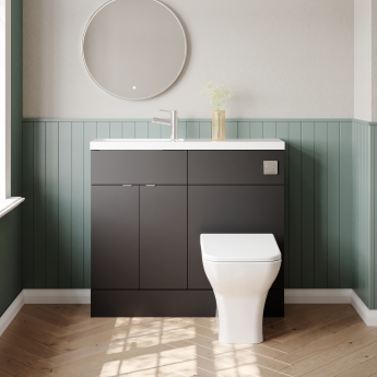 Hudson Reed Fusion Compact Combination Unit with 600mm WC Unit - 1200mm Wide - Gloss Grey | Product Image