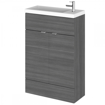 Hudson Reed Fusion Compact Vanity Unit with Basin 600mm Wide - Anthracite Woodgrain