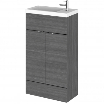Hudson Reed Fusion Compact Vanity Unit with Basin 500mm Wide - Anthracite Woodgrain