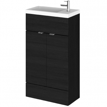 Hudson Reed Fusion Compact Vanity Unit with Basin 500mm Wide - Charcoal Black Woodgrain