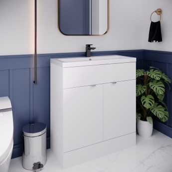 Hudson Reed Fusion Floor Standing Vanity Unit with Basin 800mm Wide - Gloss White
