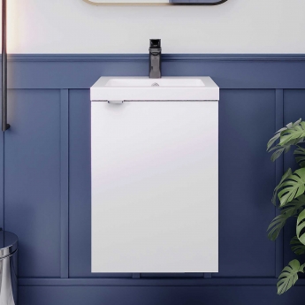 Hudson Reed Fusion Wall Hung 1-Door Vanity Unit with Basin 400mm Wide - Gloss White