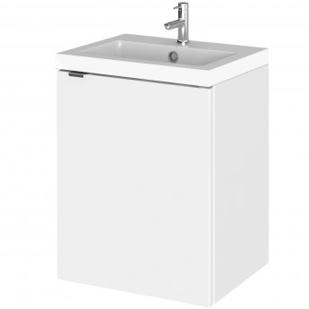 Hudson Reed Fusion Wall Hung 1-Door Vanity Unit with Basin 400mm Wide - Gloss White