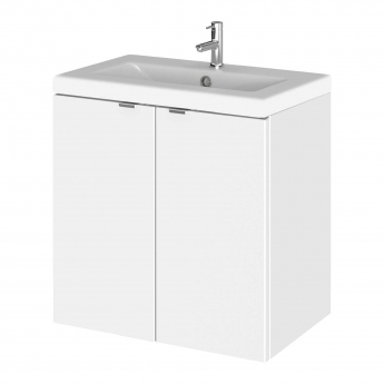 Hudson Reed Fusion Wall Hung 2-Door Vanity Unit with Ceramic Basin 500mm Wide - Gloss White