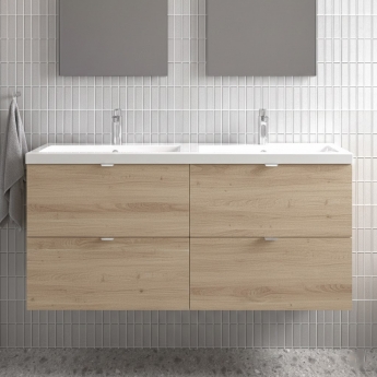 Hudson Reed Fusion Twin 1200mm 4-Drawer Wall Hung Vanity Unit