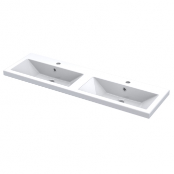 Hudson Reed Fusion Floor Standing 4-Door Vanity Unit with Double Ceramic Basin 1200mm Wide - Bleached Oak | Product Image