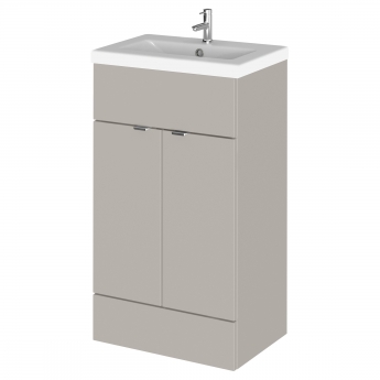 Hudson Reed Fusion Floor Standing Vanity Unit with Ceramic Basin 500mm Wide - Pebble Grey | Product Image