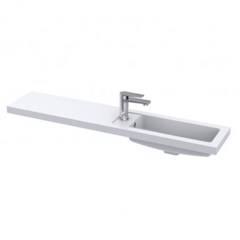 Hudson Reed Fusion Wall Hung 4-Door Vanity Unit with Compact Basin 1200mm Wide - Gloss Grey Mist