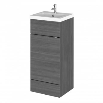 Hudson Reed Fusion Floor Standing Vanity Unit with Basin 400mm Wide - Anthracite Woodgrain