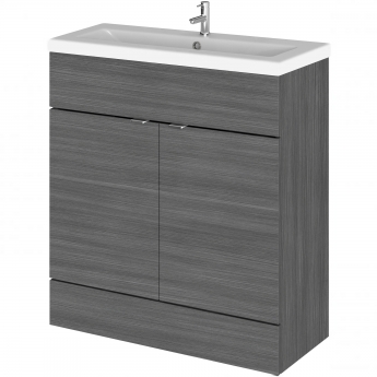 Hudson Reed Fusion Floor Standing Vanity Unit with Ceramic Basin 800mm Wide - Anthracite Woodgrain