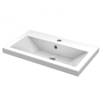 Hudson Reed Fusion Wall Hung 2-Drawer Vanity Unit with Ceramic Basin 600mm Wide - Charcoal Black Woodgrain