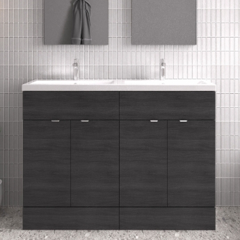 Hudson Reed Fusion Twin 1200mm 4-Door Floor Standing Vanity Unit