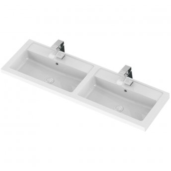 Hudson Reed Fusion Floor Standing 4-Door Vanity Unit with Double Basin 1200mm Wide - Anthracite Woodgrain