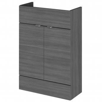 Hudson Reed Fusion Floor Standing 4-Door Vanity Unit with Double Basin 1200mm Wide - Anthracite Woodgrain