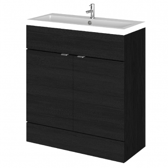 Hudson Reed Fusion Floor Standing Vanity Unit with Basin 800mm Wide - Charcoal Black Woodgrain