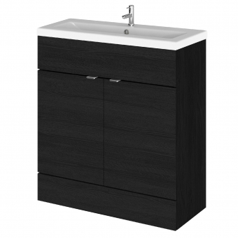 Hudson Reed Fusion Floor Standing Vanity Unit with Ceramic Basin 800mm Wide - Charcoal Black Woodgrain