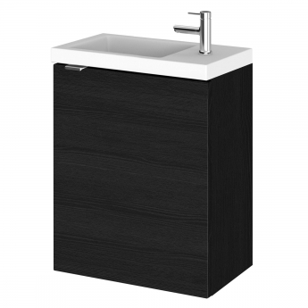 Hudson Reed Fusion Wall Hung 1-Door Vanity Unit with Compact Basin 400mm Wide - Charcoal Black Woodgrain