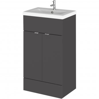 Hudson Reed Fusion Floor Standing Vanity Unit with Ceramic Basin 500mm Wide - Gloss Grey