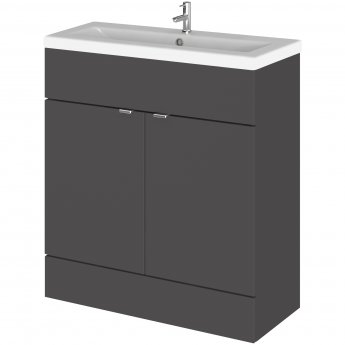 Hudson Reed Fusion Floor Standing Vanity Unit with Ceramic Basin 800mm Wide - Gloss Grey