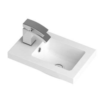 Hudson Reed Fusion Wall Hung 1-Door Vanity Unit with Compact Basin 400mm Wide - Gloss Grey