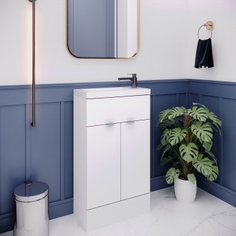 Hudson Reed Fusion Compact Vanity Unit with Basin 500mm Wide - Gloss White