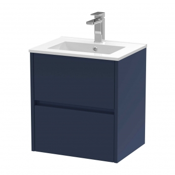 Hudson Reed Havana Wall Hung 2-Drawer Vanity Unit with Basin 2 500mm Wide - Electric Blue