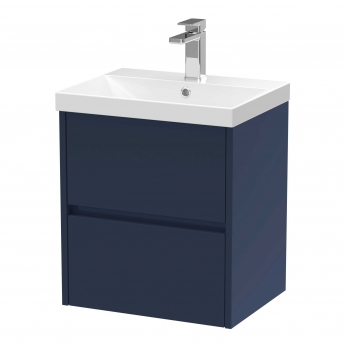 Hudson Reed Havana Wall Hung 2-Drawer Vanity Unit with Basin 3 500mm Wide - Electric Blue