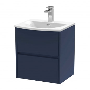 Hudson Reed Havana Wall Hung 2-Drawer Vanity Unit with Basin 4 500mm Wide - Electric Blue