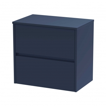 Hudson Reed Havana Wall Hung 2-Drawer Vanity Unit with Worktop 600mm Wide - Electric Blue