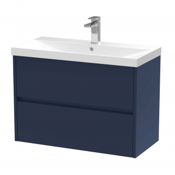 Hudson Reed Havana Wall Hung 2-Drawer Vanity Unit with Basin 3 800mm Wide - Electric Blue