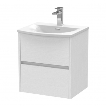 Hudson Reed Havana Wall Hung 2-Drawer Vanity Unit with Basin 4 500mm Wide - White Ash