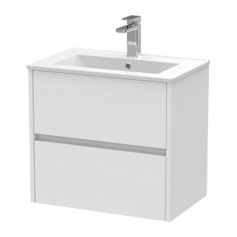 Hudson Reed Havana Wall Hung 2-Drawer Vanity Unit with Basin 2 600mm Wide - White Ash