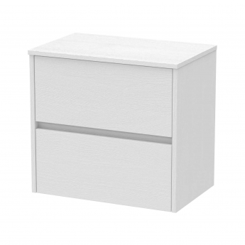 Hudson Reed Havana Wall Hung 2-Drawer Vanity Unit with Worktop 600mm Wide - White Ash