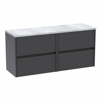 Havana Wall Hung 4-Drawer Vanity Unit with Bellato Grey Worktop 1200mm Wide - Graphite Grey Woodgrain | Product Image