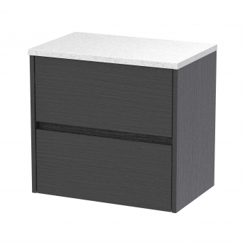 Hudson Reed Havana Wall Hung 2-Drawer Vanity Unit with Sparkling White Worktop 600mm Wide - Graphite Grey