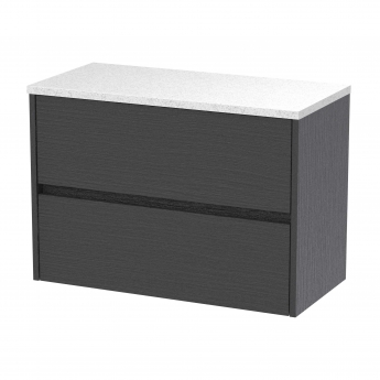 Havana Wall Hung 2-Drawer Vanity Unit with Sparkling White Worktop 800mm Wide - Graphite Grey