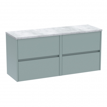 Havana Wall Hung 4-Drawer Vanity Unit with Bellato Grey Worktop 1200mm Wide - Coastal Grey | Product Image