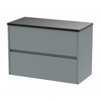 Havana Wall Hung 2-Drawer Vanity Unit with Sparkling Black Worktop 800mm Wide - Coastal Grey
