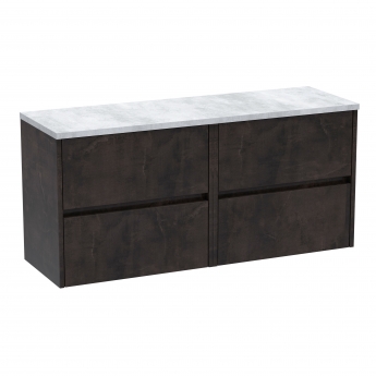 Havana Wall Hung 4-Drawer Vanity Unit with Bellato Grey Worktop 1200mm Wide - Metallic Slate | Product Image