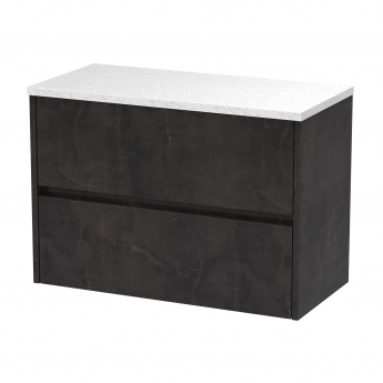 Havana Wall Hung 2-Drawer Vanity Unit with Sparkling White Worktop 800mm Wide - Metallic Slate