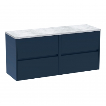 Havana Wall Hung 4-Drawer Vanity Unit with Bellato Grey Worktop 1200mm Wide - Midnight Blue | Product Image