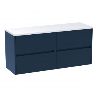 Havana Wall Hung 4-Drawer Vanity Unit with Sparkling White Worktop 1200mm Wide - Midnight Blue | Product Image