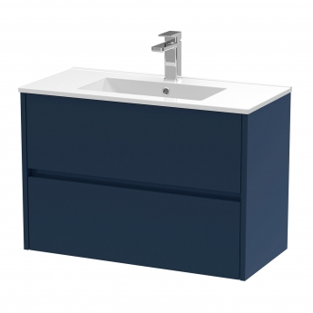 Havana Wall Hung 2-Drawer Vanity Unit with Basin 2 800mm Wide - Midnight Blue | Product Image