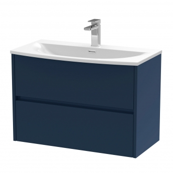 Havana Wall Hung 2-Drawer Vanity Unit with Basin 4 800mm Wide - Midnight Blue | Product Image