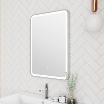 Hudson Reed Silver Framed Bathroom Mirror with Touch Sensor 700mm H x 500mm W