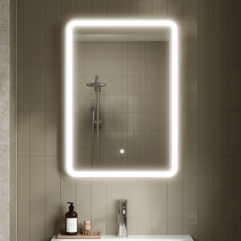 Hudson Reed Silver Framed Bathroom Mirror with Touch Sensor 700mm H x 500mm W