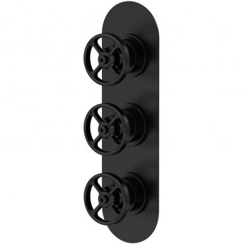 Nuie Revolution Concealed Shower Valve with Diverter Triple Handle - Matt Black | Product Image